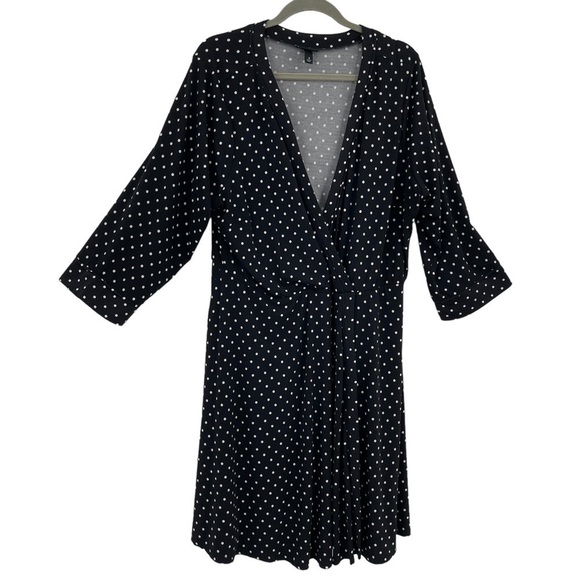 Torrid Faux Wrap Dress Jersey Knit Black White Polka Dot Print Womens Plus 3X - Picture 1 of 10